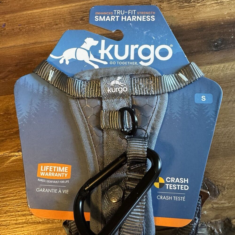 Kurgo Enhanced Strength Tru-Fit Dog Harness Travel Small Charcoal Crash Tested